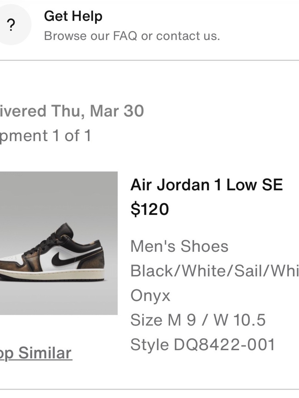 Nike Air Jordan 1 Low SE — Black/White/Onyx